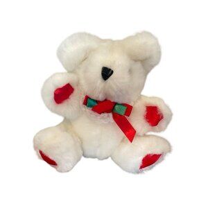 MTY International Red White Teddy Bear Plush Stuffed Animal Vintage 7” Valentine